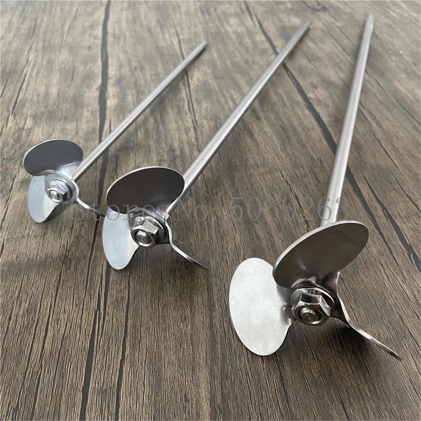 Paleta mezcladora, 1 juego de hélice de acero inoxidable de laboratorio giratoria de 40 mm a 120 mm de diámetro con tres palas y varilla agitadora. Ángulo de la pala: 30°.(120mm blade with rod)