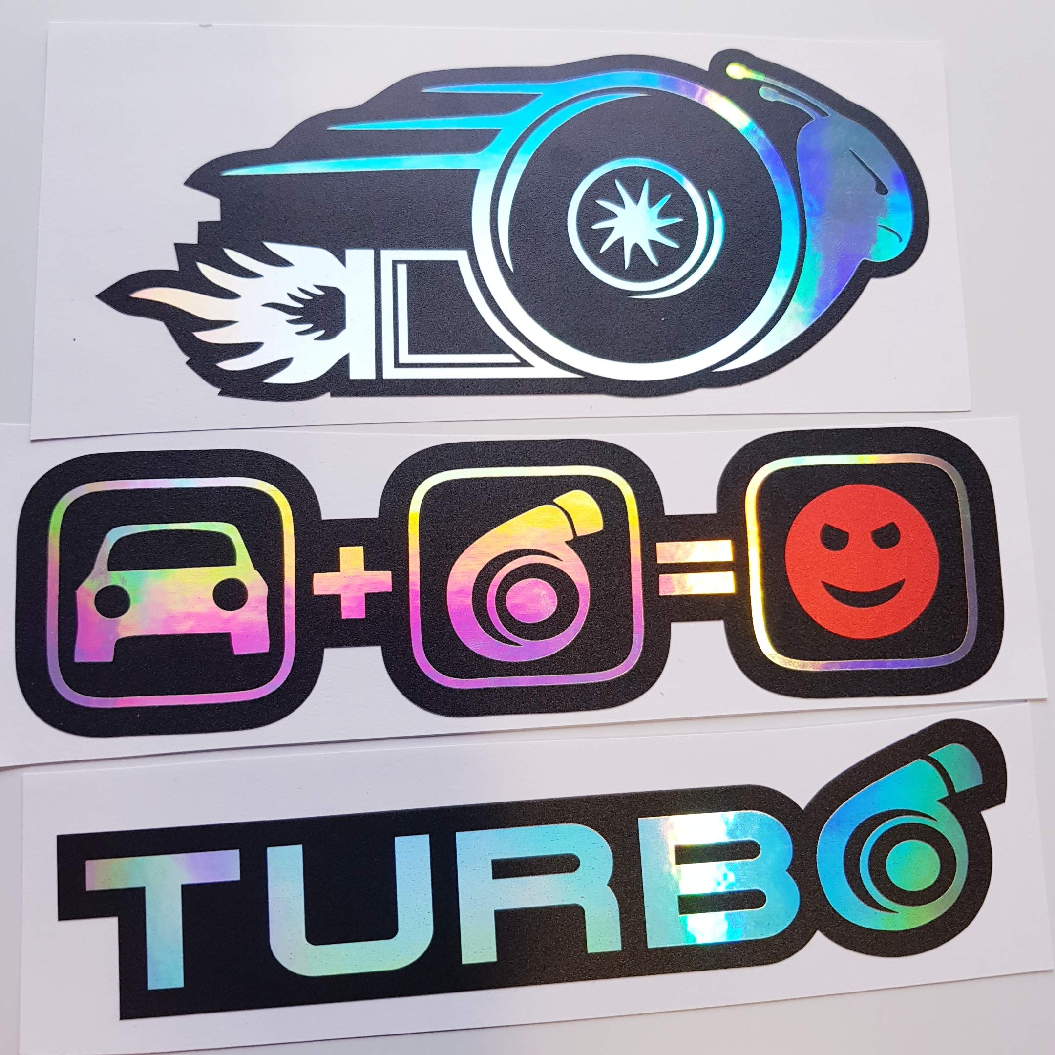 folien-zentrum Set of 3 Hologram Oilslick Rainbow Flip Flop Black Sticker Metallic Effect Shocker Car JDM Tuning OEM Dub Decal Sticker Illest Dapper Oldschool