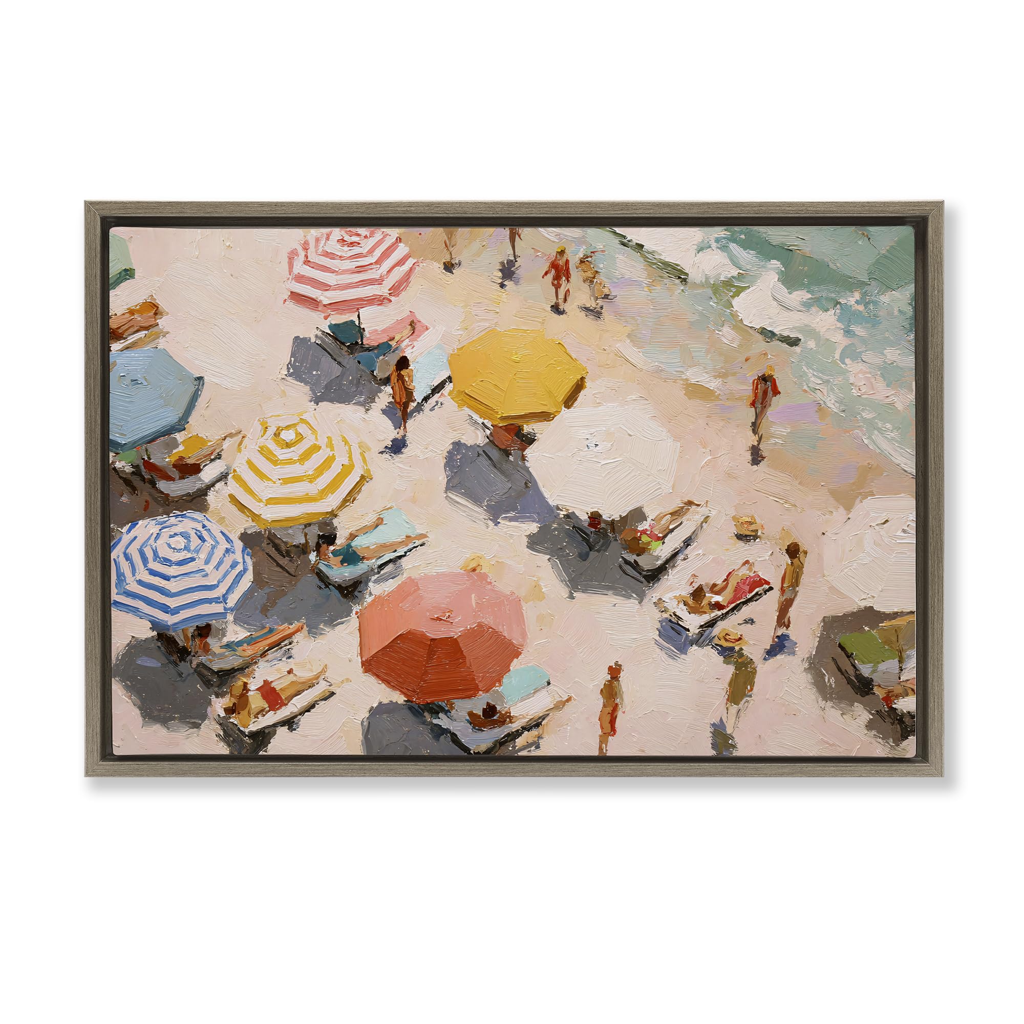 Stupell Industries Montalcino Elm (Textured) 'Summer Beach Fun Expression'| Floating Frame Canvas Art