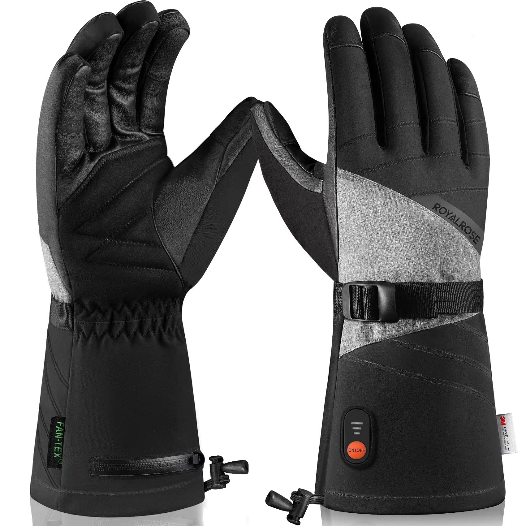 Heated Gloves for Men Women, 7.4V 3000mAh Battery Rechargeable Heated Ski Gloves Touchscreen Waterproof Electric Heated Work Gloves for Winter Outdoor Skiing Hiking Camping (02Black, Small)