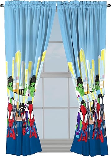 Miniatura 20 de Sunny Side Up Cortinas de ventana para dormitorio de niños, juego de cortinas de 4 piezas con 2 alzapaños, azul, coches, 42 pulgadas de ancho x 63