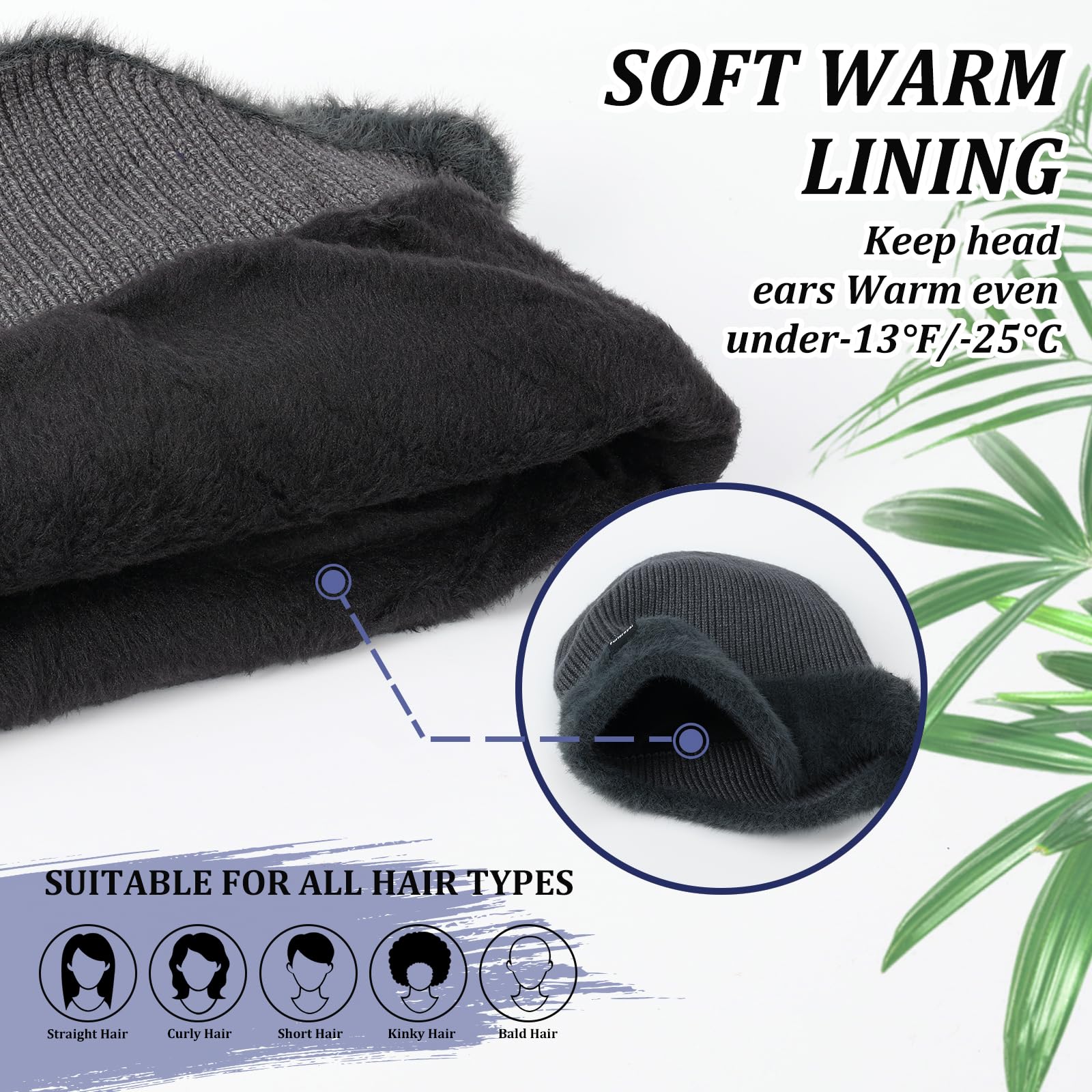 Condition photo showing New/Like New for Fashion Knit Beanies Hats, Men Women Warm Beanie for Winter, Fleece Lined Beanie, Thermal Thick Snow Skull Cap