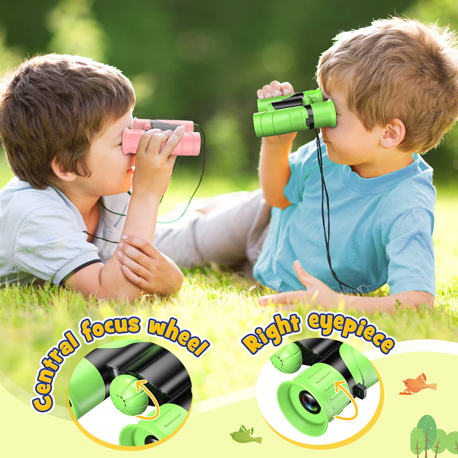 Dislocati Binocolo Bambini, Kit Esploratore 3-10 Anni, Regali 3-10 Anni, Lente Ingrandimento, Giochi Maschio, Bussola