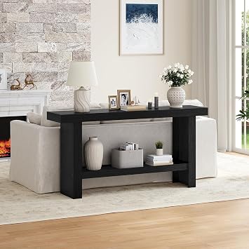 MAHANCRIS Console Table, 47.2 Black Entryway Table for Hallway, Narrow Sofa Table Behind The Couch, Modern Foyer Tables for Entrance, Living Room, Corridor, Easy Assembly, Black CTBK26801