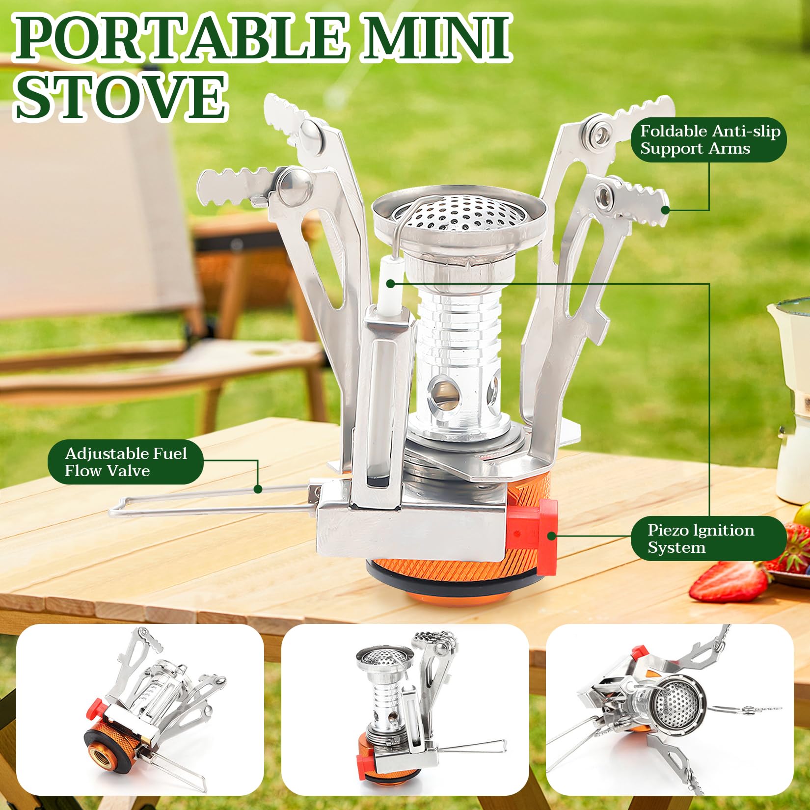 Herbst Camping Kochgeschirr Set, 11pcs Camping Geschirr Set mit Mini Campingkocher, Faltbare Gaskocher Topf und Faltbares Besteck, Faltbare Besteck Reinigungstücher für Outdoor Picknick und Wandern