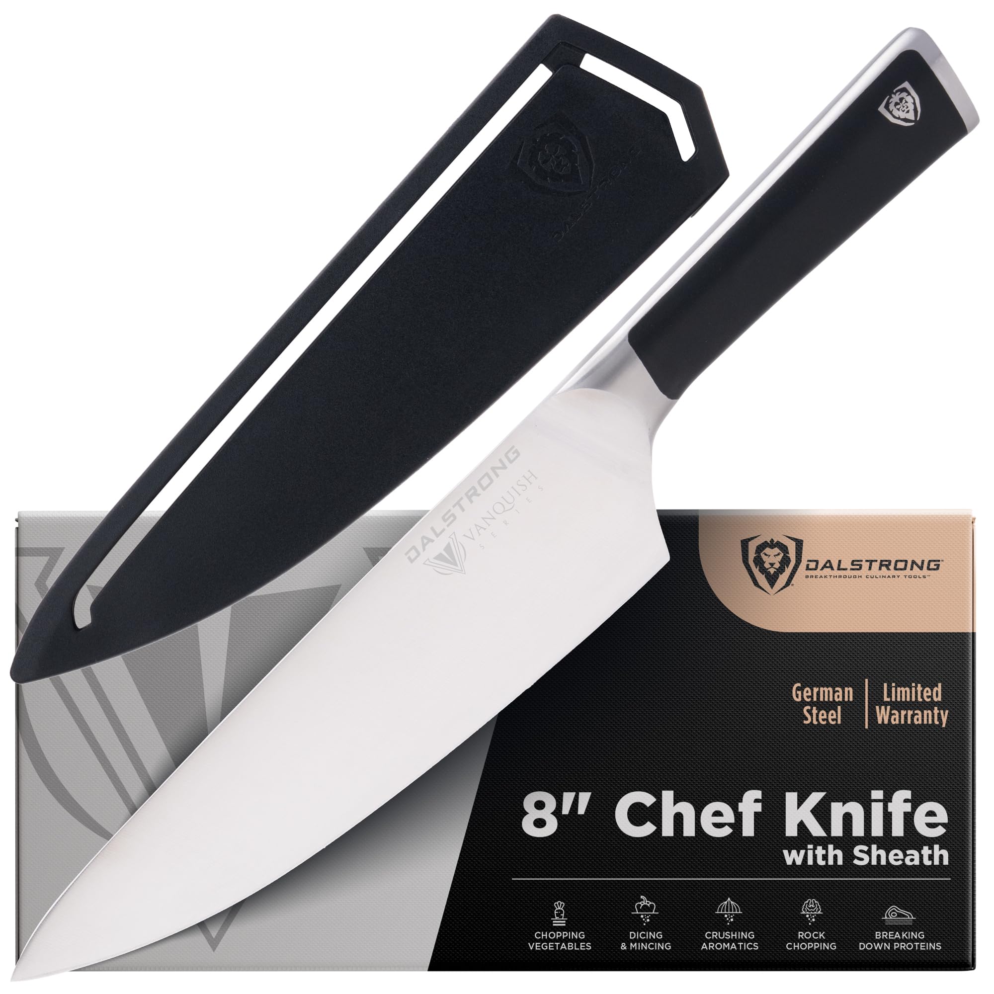 Chef Knife - 8 inch - Vanquish Series - Forged High Carbon German Steel - POM Handle - Professional Kitchen Knife Gift- Razor Sharp Chef's Knife - NSF Certified