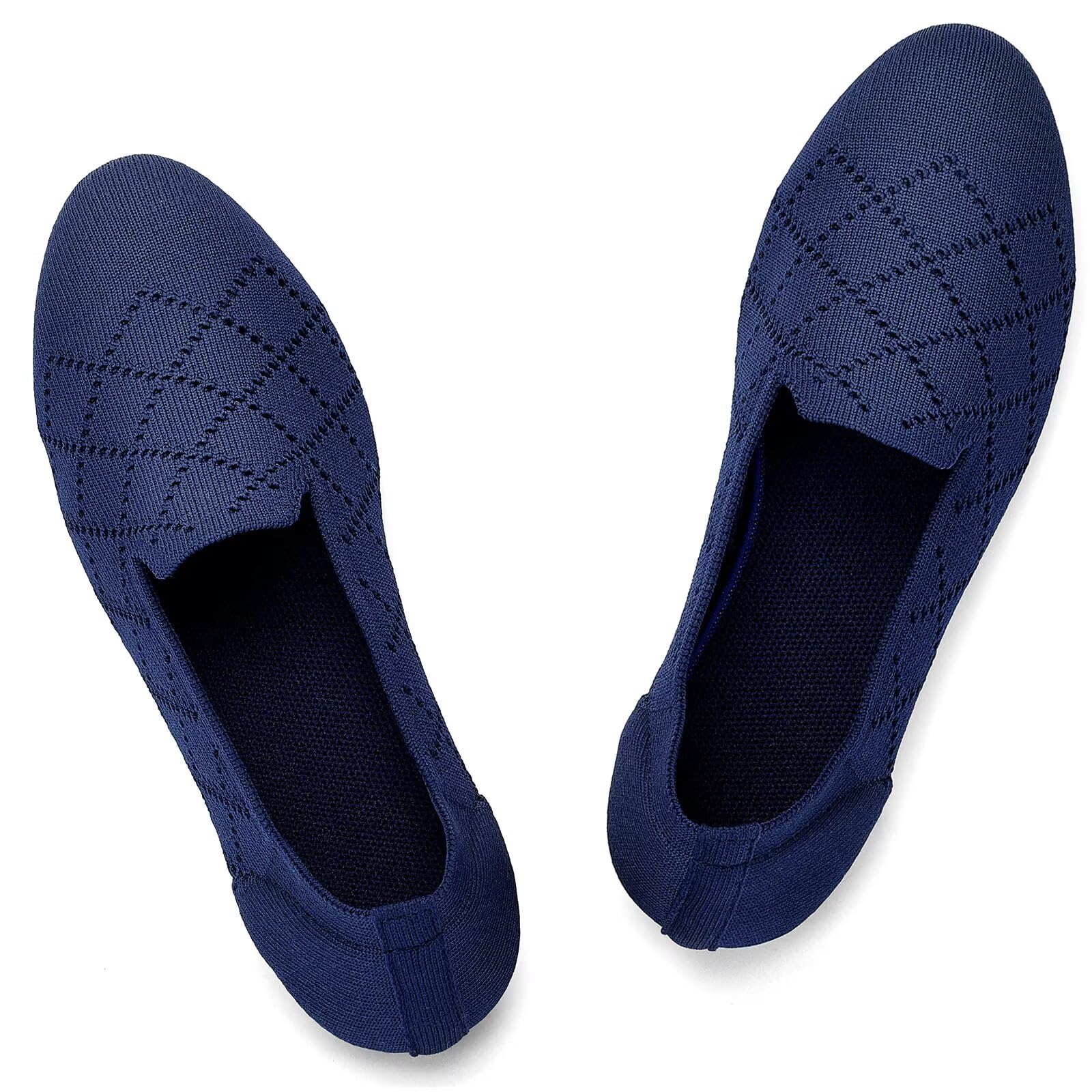Puxowe Bequeme Ballerinas Damen Atmungsaktive Strick Flache Schuhe Memory Foam Faltbar Slipper Schlupfschuhe