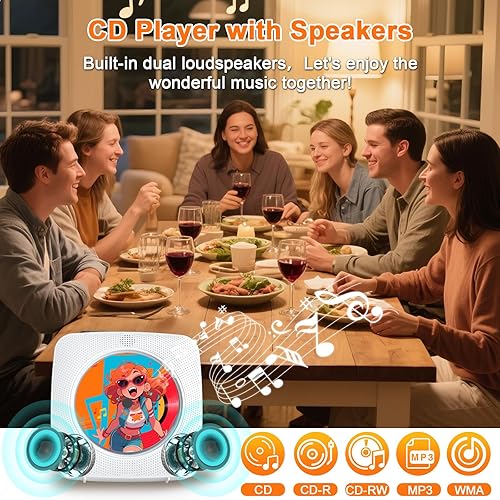 Miniatura 4 de Gueray Reproductor de CD portátil recargable Reproductores de CD para el hogar Reproductor de CD portátil con Bluetooth y altavoces duales 1800mAh