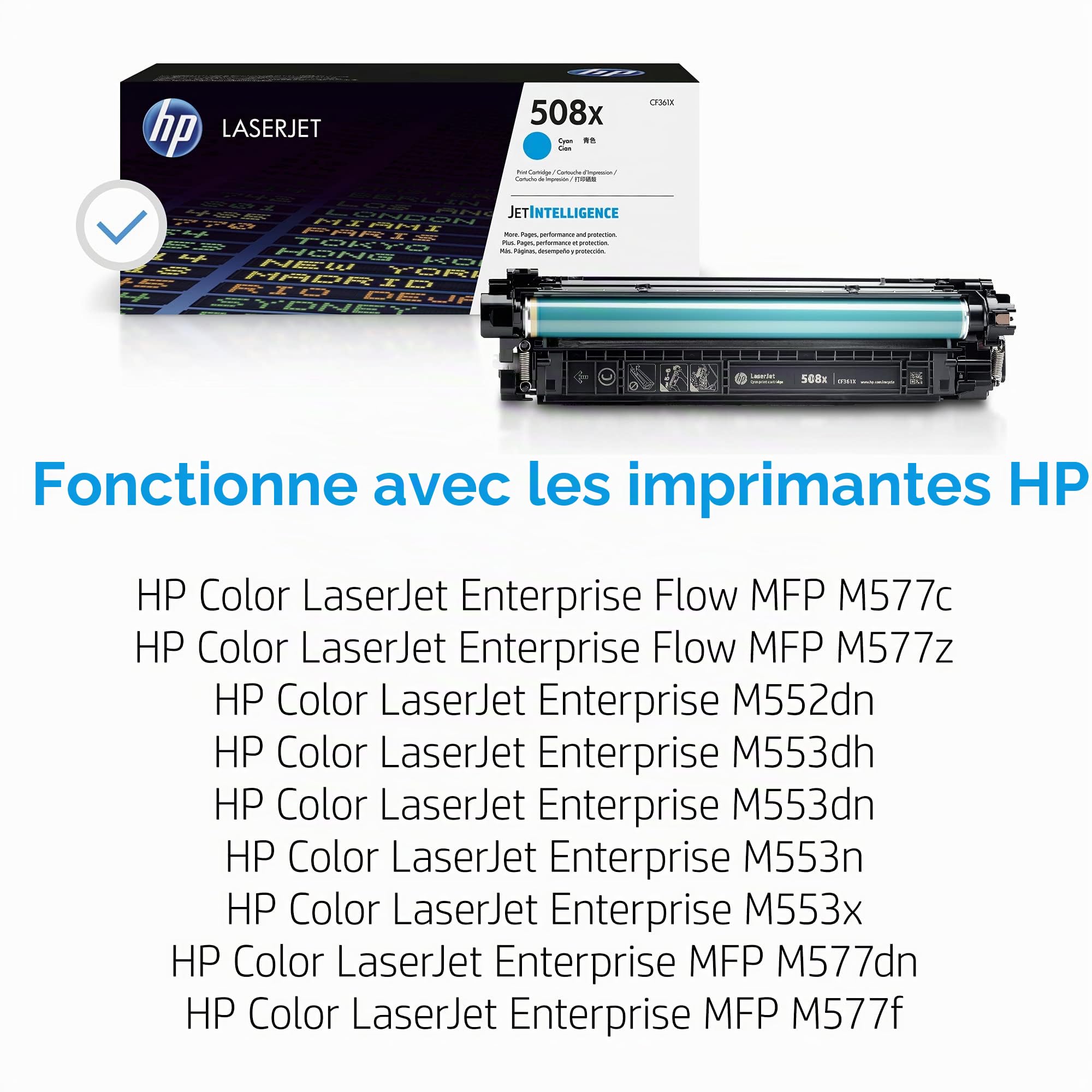HP 508X CF361X toner haut rendement Authentique, imprimantes HP Color LaserJet Enterprise M552/M553/M577, Cyan