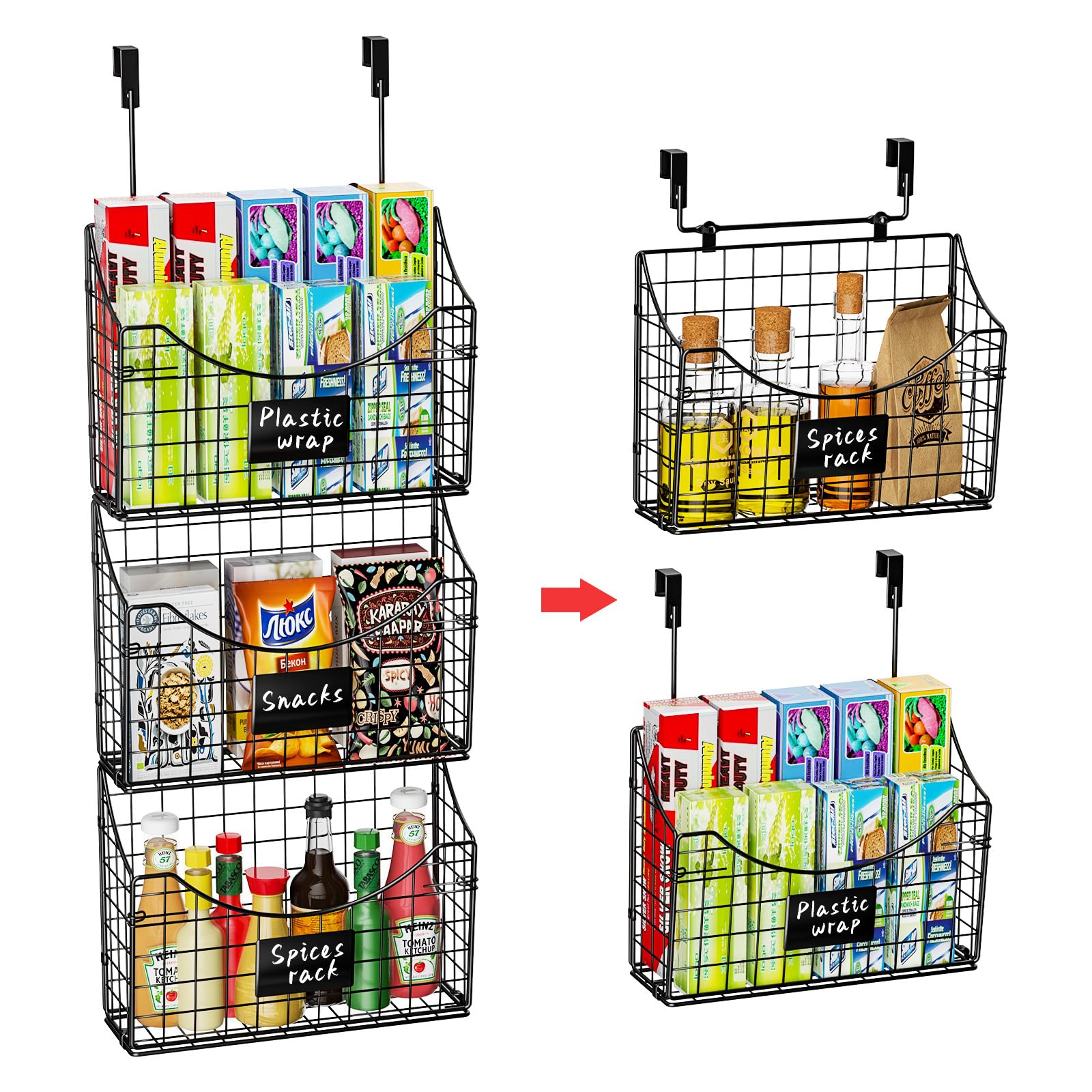 Jautokerdar Cabinet Organizer 3 Pack,Over the Door Storage Organizer Kitchen Cabinet Organizer for Cutting Board Holder and Organizer, Over Cabinet Door Organizer