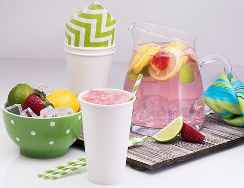 Miniatura 3 de NYHI Paquete de 100 tazas de café desechables de papel blanco de 16 onzas, tazas de café frías y calientes, para jugo de agua, té espresso, ideal