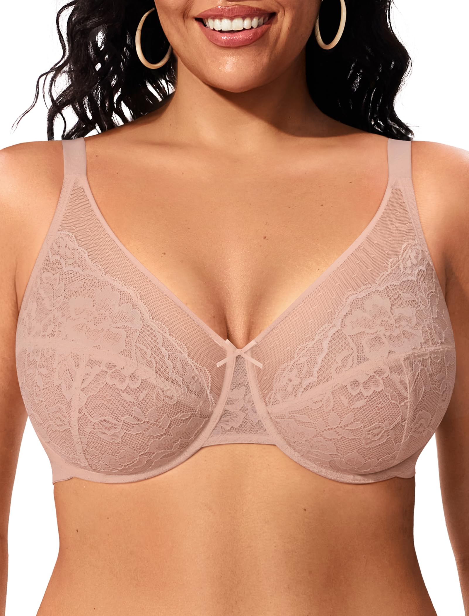 ProKloud Minimizer Bras for Women Full Coverage Supportive Push Up Bra | High Support Bras for Large Breast Women, No Foam Unpadded Lightweight Unlined Lace Bras for Everyday Wear