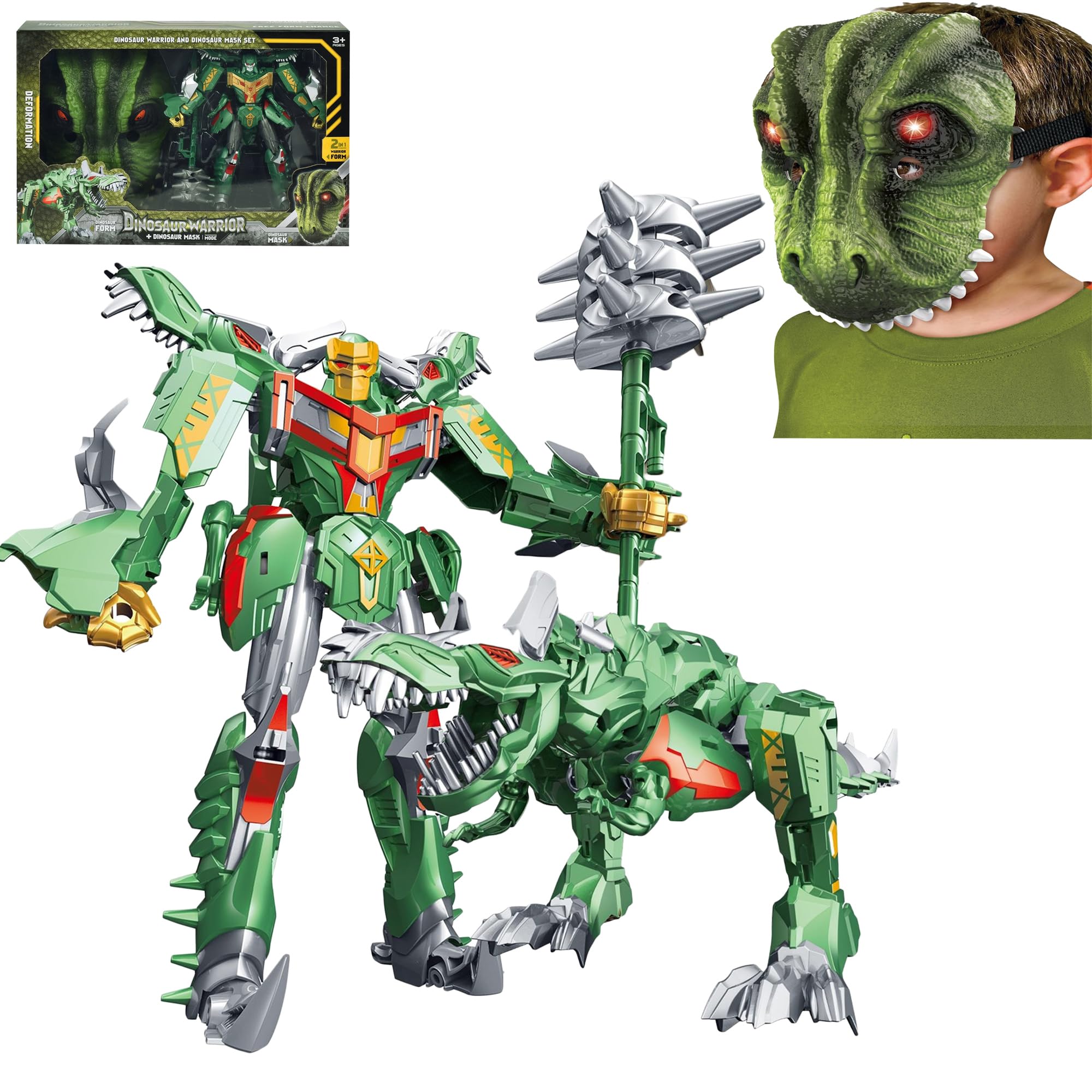 2 in 1 Dinosaur Transforming Robot Toys for Kids, Tyrannosaurus Deformation Action Figure Combination Toy for 5-12 Years Old Boys