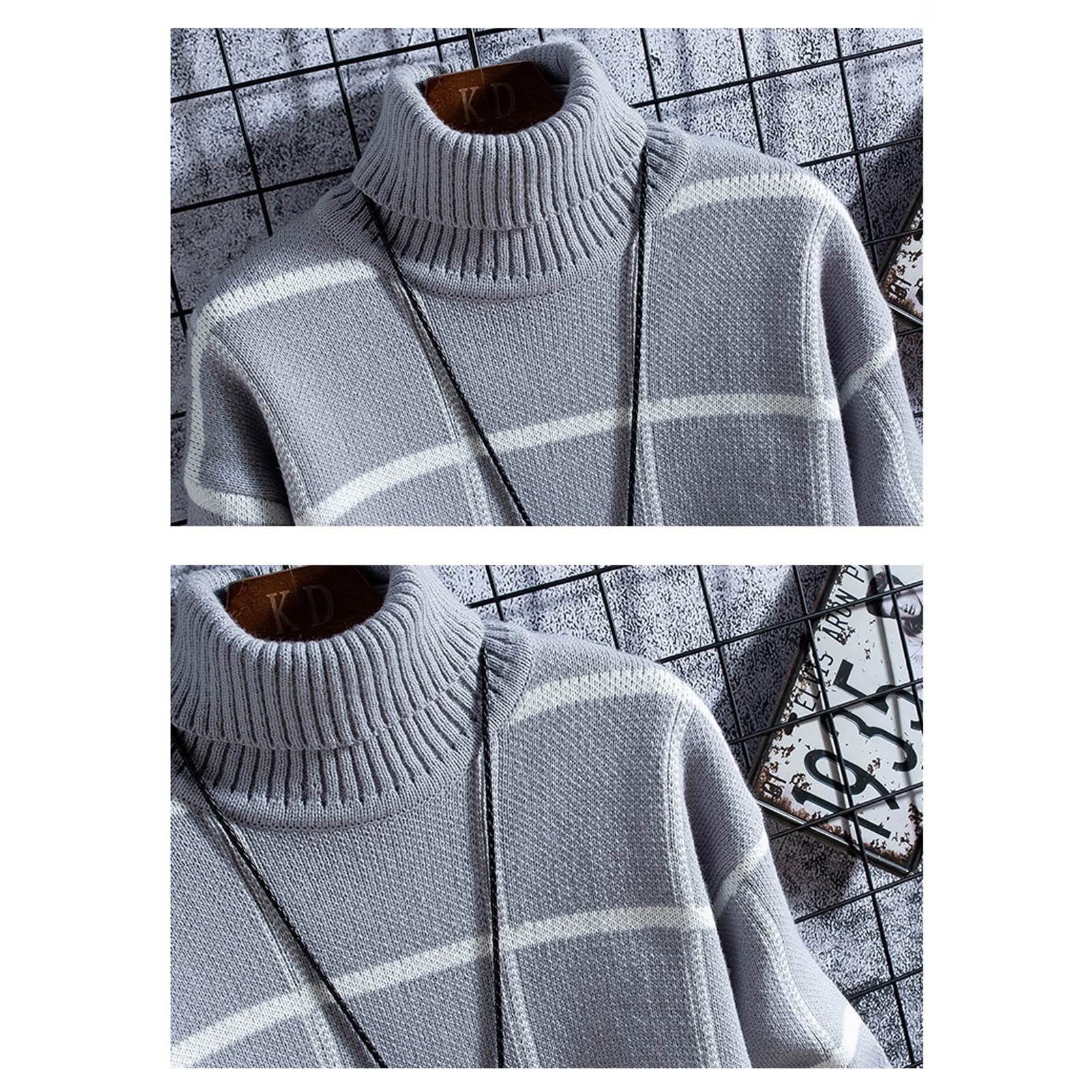 Wąski sweter miękki dzianinowy sweter ubrania męskie zima grube ciepłe męskie w kratę swetry moda klasyczny golf Boże Narodzenie męski sweter ciepły (kolor: E5, rozmiar: 2XL)