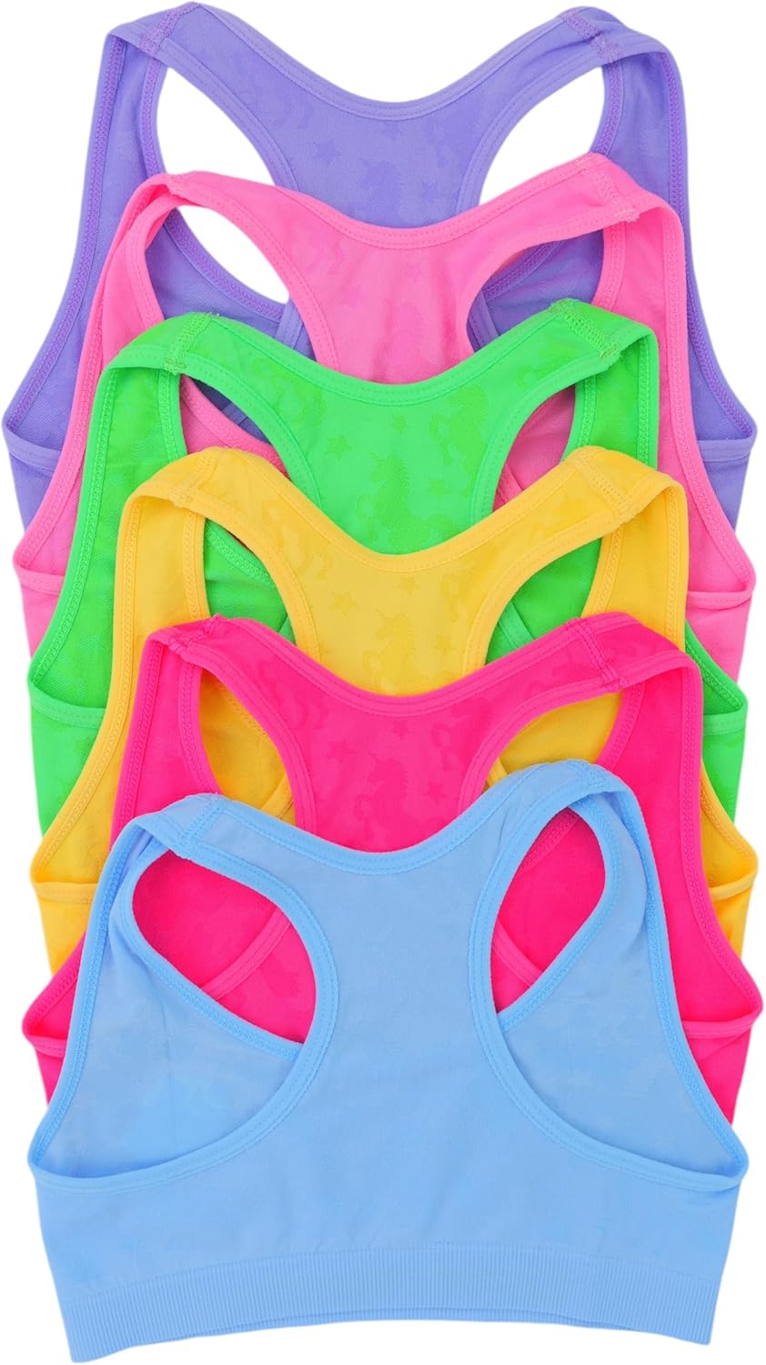 ToBeInStyle Girl’s Pack of 6 Fun Print Training Bras Top Wire-Free Non-Padded - Image 3