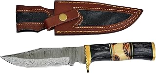 Handmade Hunting Fixed Blade Bowie Knife with Leather Sheath Damascus Steel knifes For Camping Outdoor Knifes - HANDCRAFT GOODS