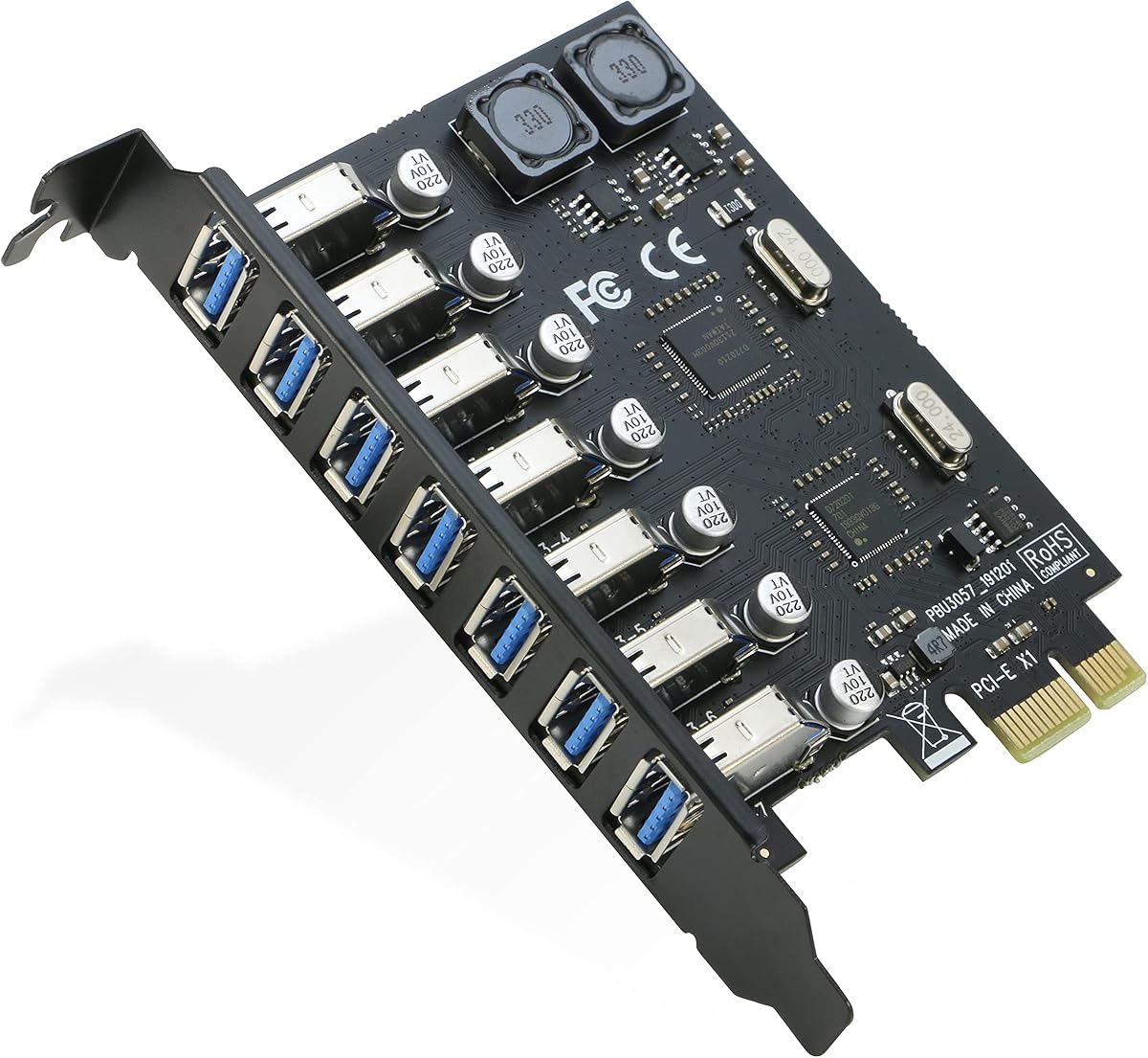 USB 3.0 PCI-e Expansion Card 7Port, RIITOP PCI-e x1 to USB 3.0 HUB Adapter 5Gbps (No Power Need)