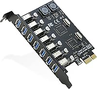 Vista 8 de Tarjeta PCIe USB 3.1, adaptador RIITOP PCI-e 3.0 x4 a USB 3.2 Gen2 (10Gbps) se expande a 20 pines + tipo E + 1 USB 3.0 + 1 USB C