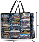 Besti Blu Ray Organisateur de cas, ensemble de 2 Sacs en plastique transparents avec poignées pour stocker Blurays, DVDs, CDs, Sacs de rangement pour valises de jeux vidéo, tient jusqu'à 90 Bluray et 60 DVD Affaires (noires)