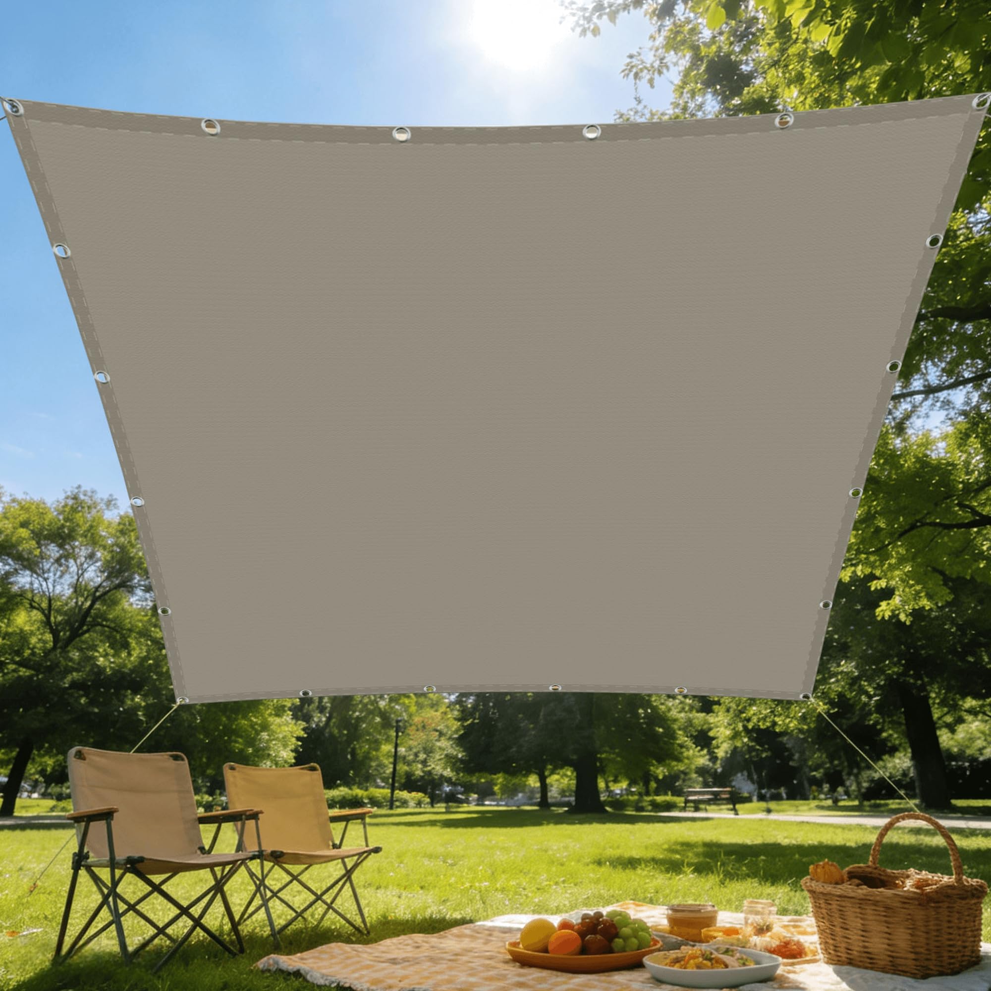 Voile d'ombrage taupe rectangulaire 2.5 x 3.4 m étanche de qualité supérieure
