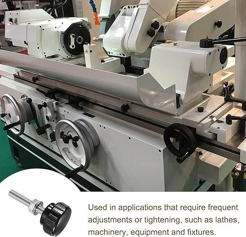 Miniatura 493 de uxcell Juego de 4 perillas moleteadas, tornillos de pulgar con tuercas y arandelas, rosca macho métrica M6 x 1.378 in, cabeza de plástico de 0.984