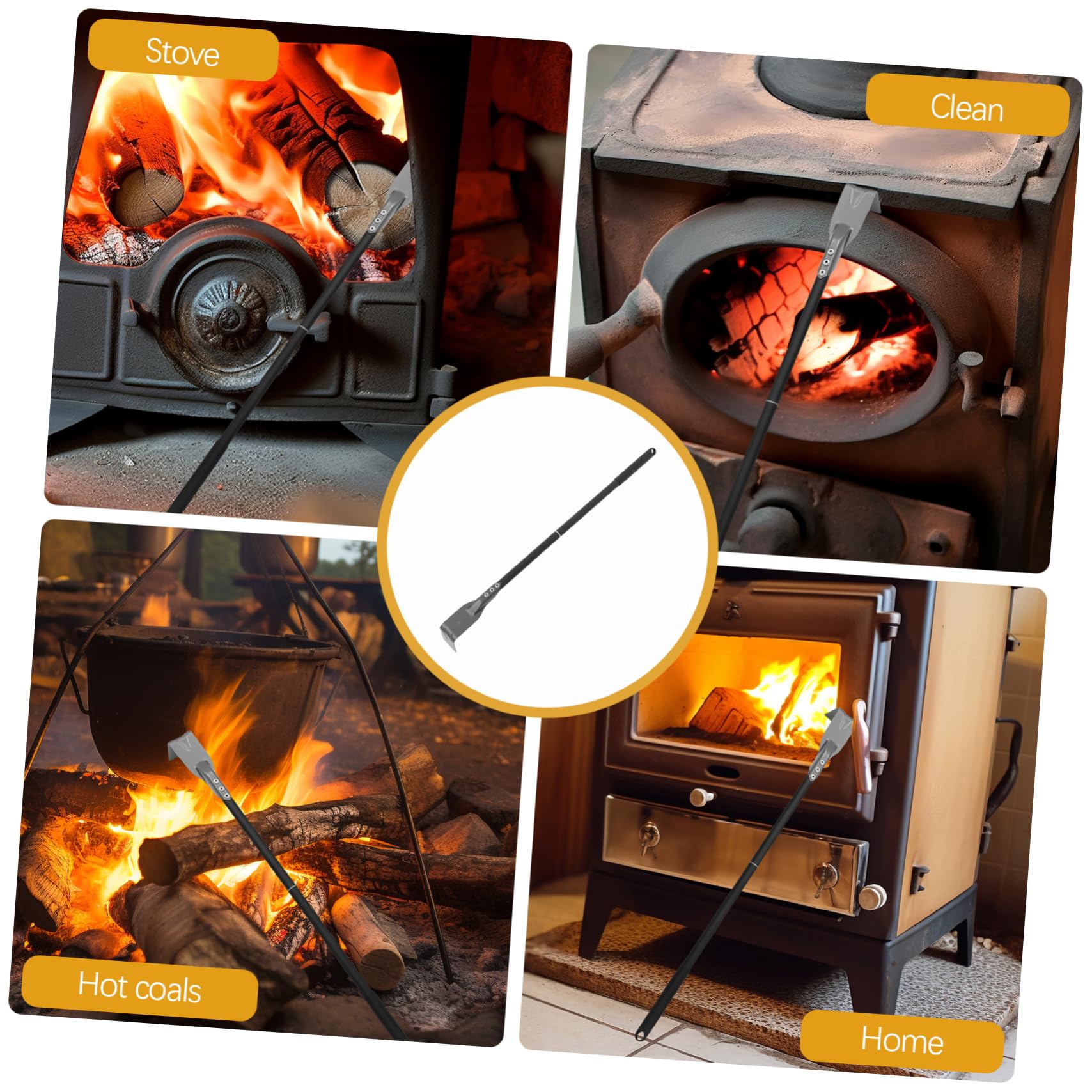 CONGARTENO Grill Ash Spatula Coal Oven Cleaning Spatula Ash Scraper for Fireplace Heat-Resistant Handle