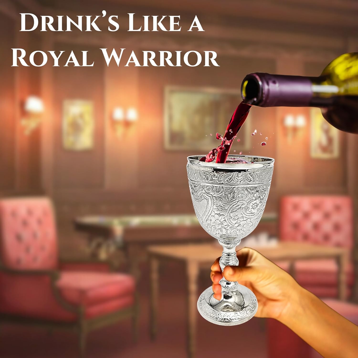 Vintage Chalice Goblet Communion Cup Silver Plated Brass Boho Decor Wine Goblet of King Arthur Roman Chalice Cup Christmas & Wedding Luxury Tableware Antique Drinkware 1pcs With Original Gift Box