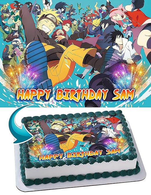 Amazon Com Naruto Edible Image Cake Topper Party Personalized 1 4 Sheet Grocery Gourmet Food