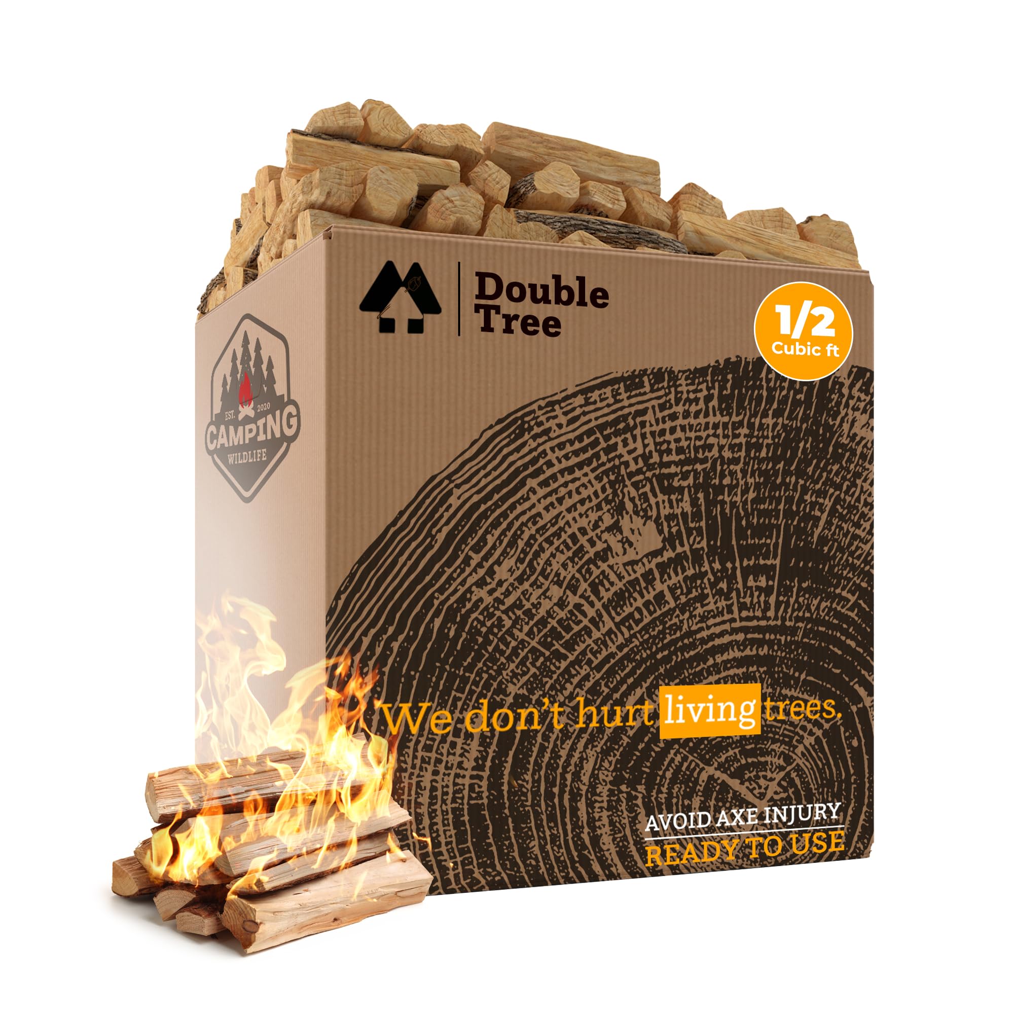 Amazon.com: Double Tree Fire Starter Sticks - 100% Natural Cedar Wood  Kindling, Quick u0026 Easy Burning for Campfire, Camping Cooking Stove, Fire  Pit, Fireplace u0026 Grilling, lndoor u0026 Outdoor - (Medium 1/2