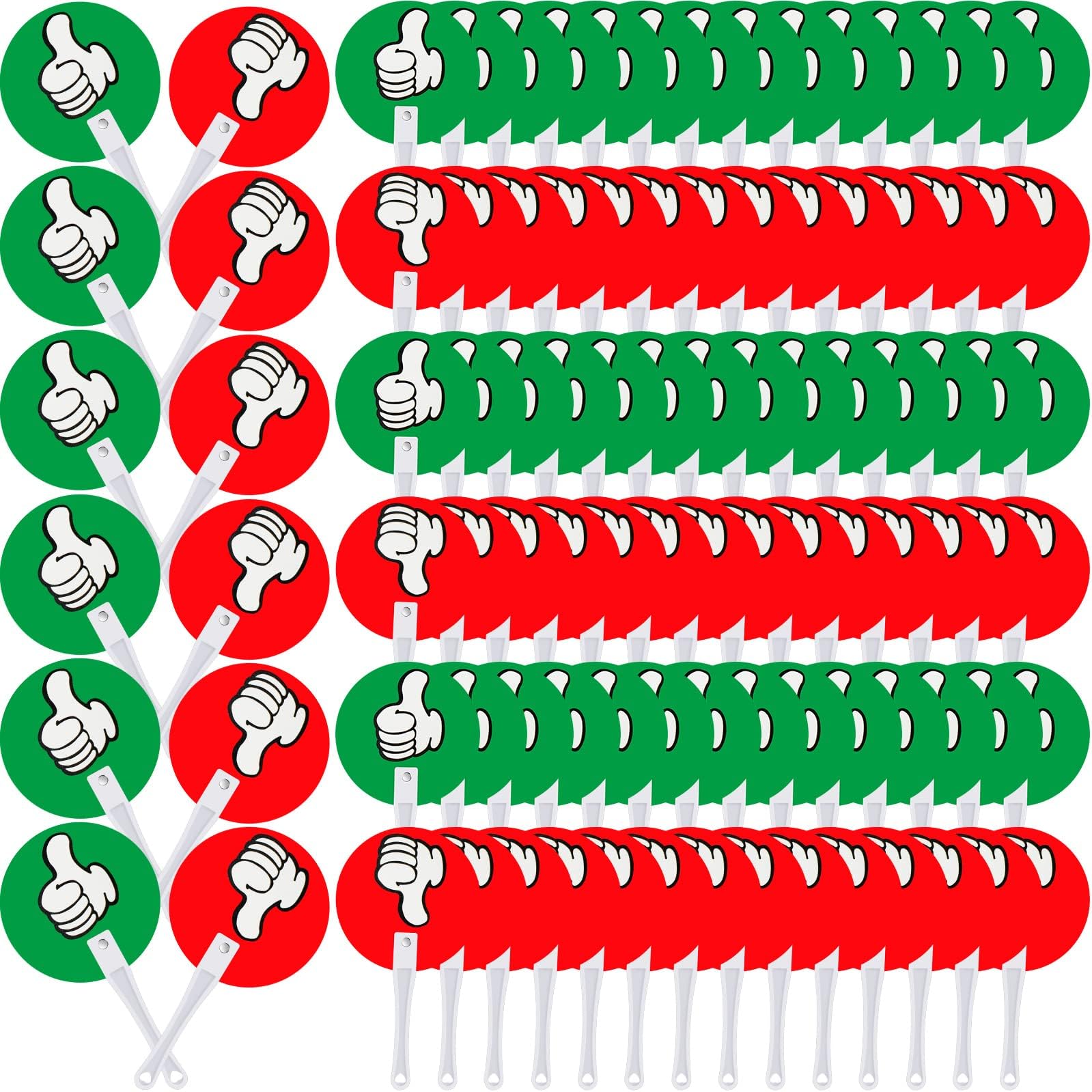 Thumbs up Thumbs Down Classroom Voting Paddles Handy Teacher Classroom Event Supplies Plastic Thumbs up Sign Green Red Yes or No Paddles True False Paddles for School Classroom Student (80)