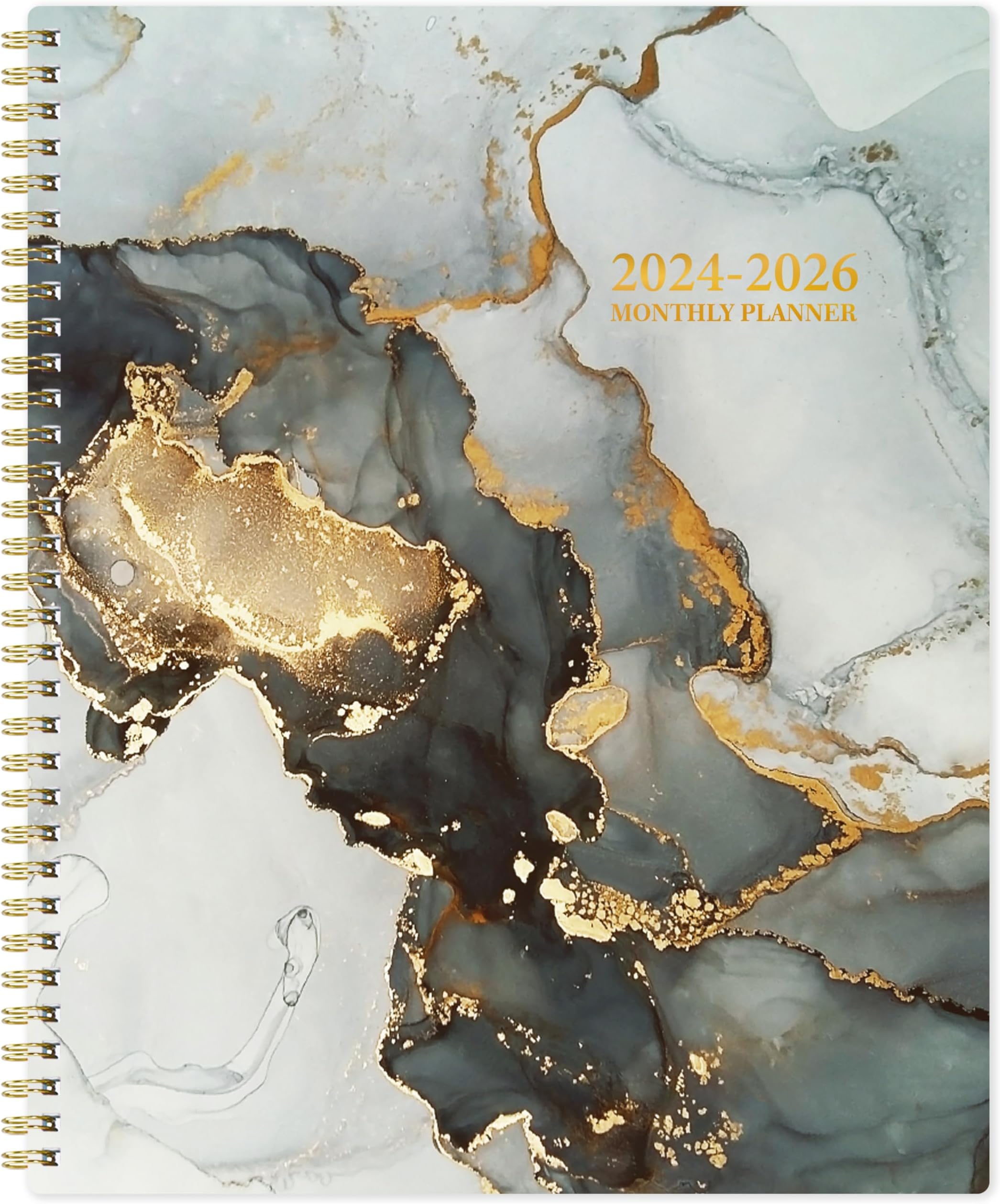 2025-2027 Monthly Planner/Monthly Calendar - JULY 2025 - JUNE 2027, Planner 2025-2027, 2-Year Monthly Planner, 9" x 11", Flexible Cover + Pockets + Monthly Tabs - Black Waterink