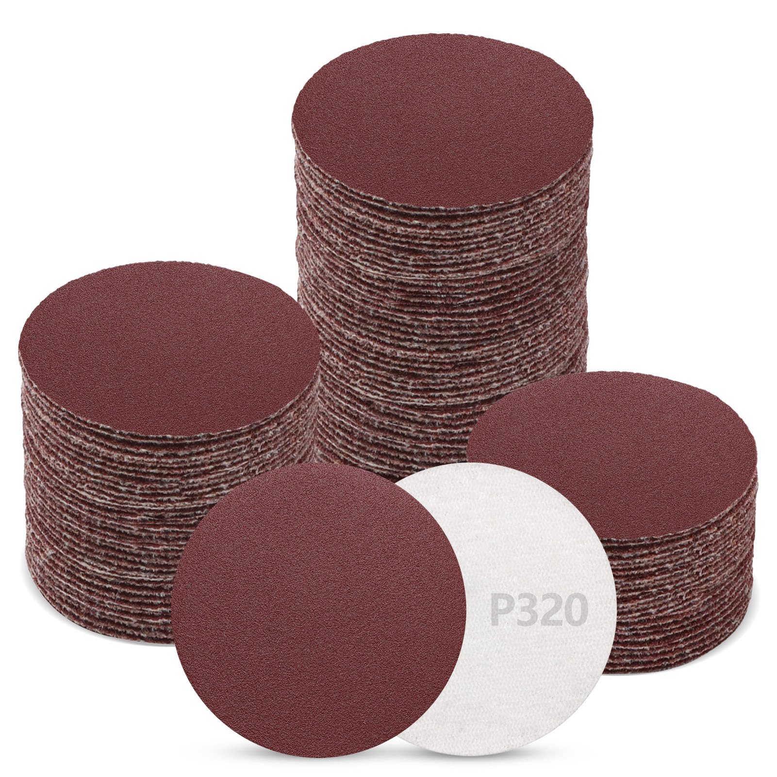 ZEHIQ 120 PCS 2 Inch Sanding Discs,320 Grit Alumina Hook and Loop Sander Pads,No-Hole Sandpaper,Durable Orbital Sander Attachments for Drill, Grinder,