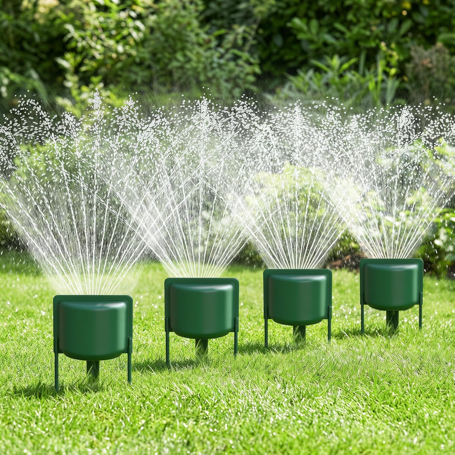 4 Pack Sprinkler Splash Guard Shield, Splash-Proof Sprinkler Guard Cover with 10.43'' Poles, Plastic Irrigation Head Overspray Protector for Outdoor Lawns, Parks, Garden, Backyard