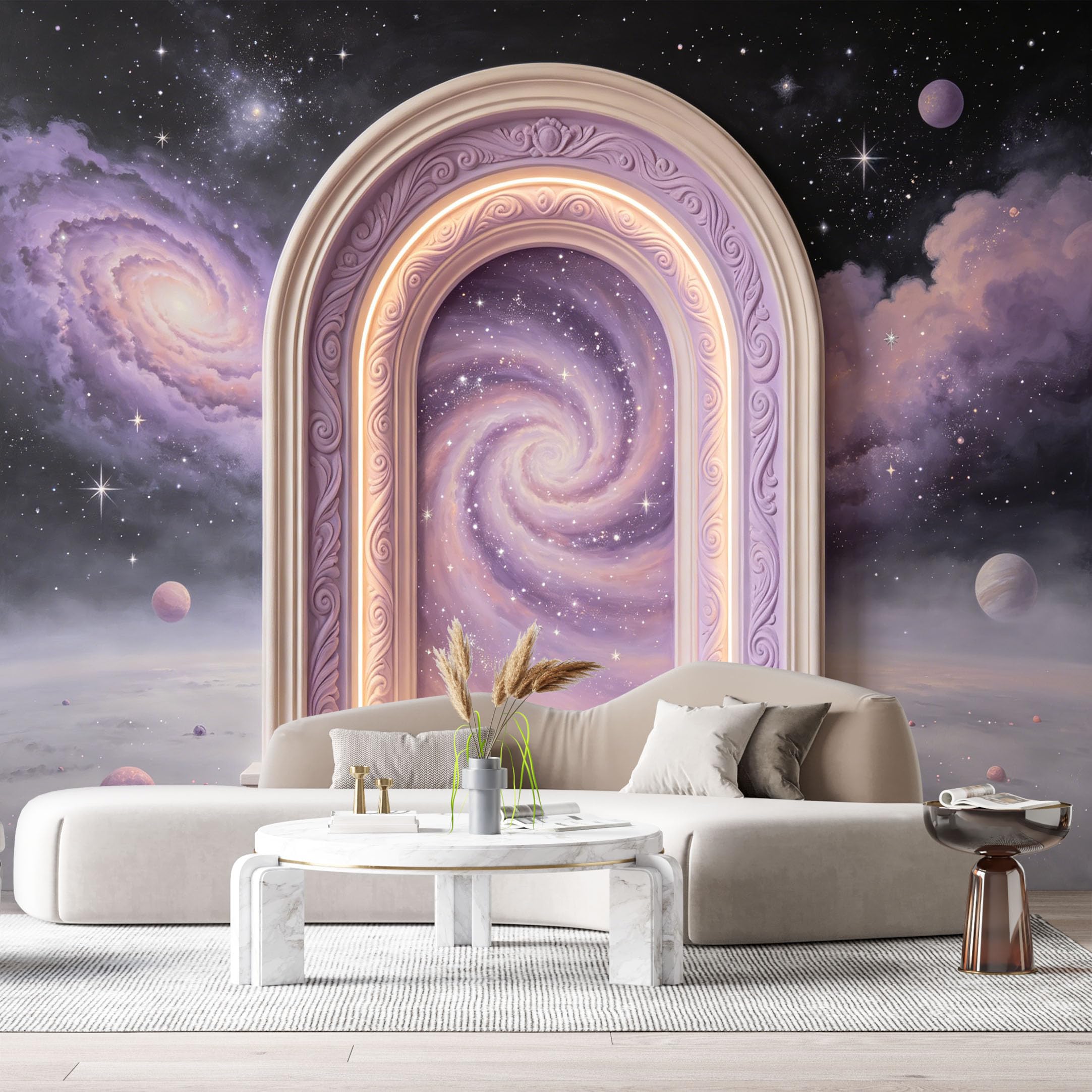 Custom Size Wall Murals Space Galaxy Nebula Archway 3D Trompe L'Oeil SelfAdhesiveWall Fabric Removable Wallpaper Wall Decor for Living Room Bedroom Bathroom