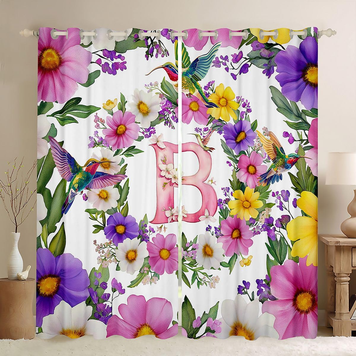 Rideaux voilage plantes florales pour salon ambiance romantique rétro