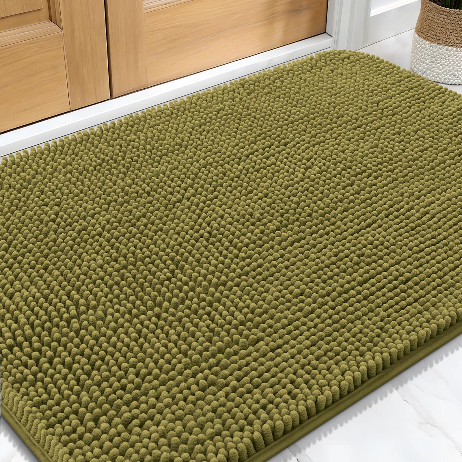 OLANLY Dog Door Mat for Muddy Paws 32x20, Super Absorbent Chenille Mud Mat