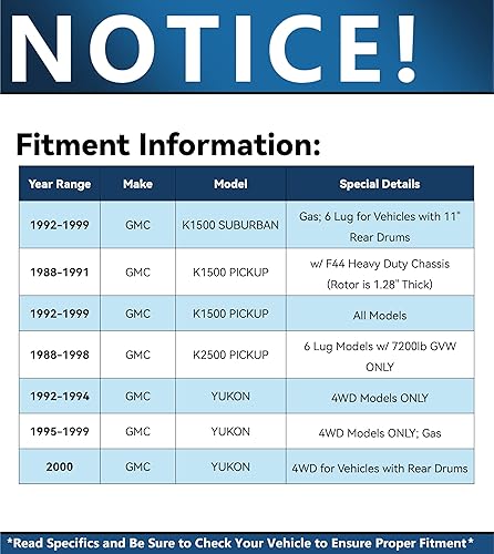 Miniatura 3 de Detroit Axle - Kit de freno delantero para 4WD Chevy GMC K1500 K2500 Pickup Suburban Tahoe Yukon Escalade Rotores de freno perforados y ranurados