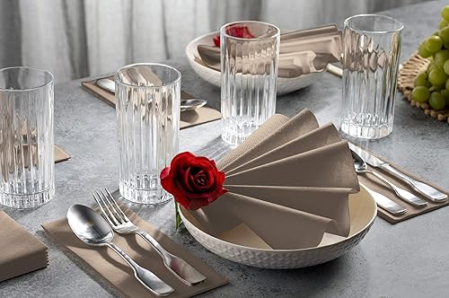 Miniatura 2 de 100 servilletas de papel de color beige con tacto de lino, suaves y absorbentes, para cocina, fiesta, boda, baño o cualquier ocasión (paquete de 100)