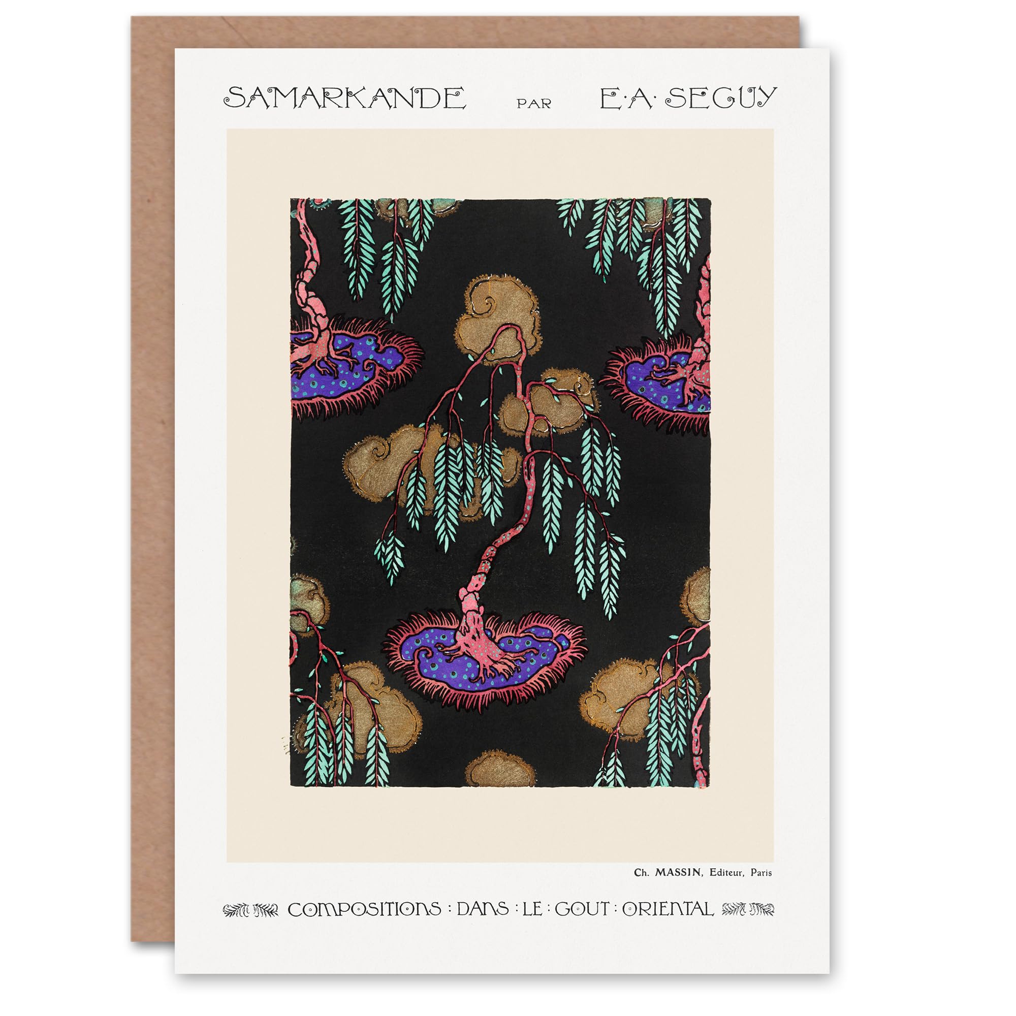 Artery8 Eugene Seguy Art Card Tree Vibrant Pochoir Pattern