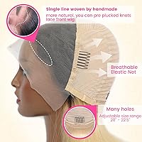 Vista 2 de Evala Peluca de cabello humano con encaje frontal de 13 x 4 pulgadas, 12 pulgadas, densidad del 180 %, rubio #T1B/613, pelucas de cabello estilo Bob