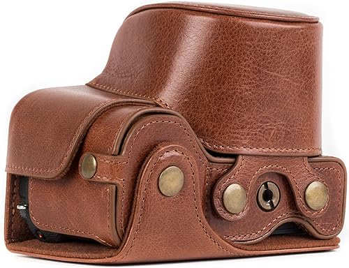 Miniatura 2 de MegaGear MG1237 - Funda para cámara Sony Alpha A6500 (0.630-1.969 in) Ever Ready (piel auténtica) y correa con acceso a la batería, color marrón