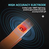 Vista 4 de VIVOSUN Medidor de pH digital de pH de 0.01, probador de calidad de agua de alta precisión con rango de medición de pH 0-14 para hidroponía, bebida