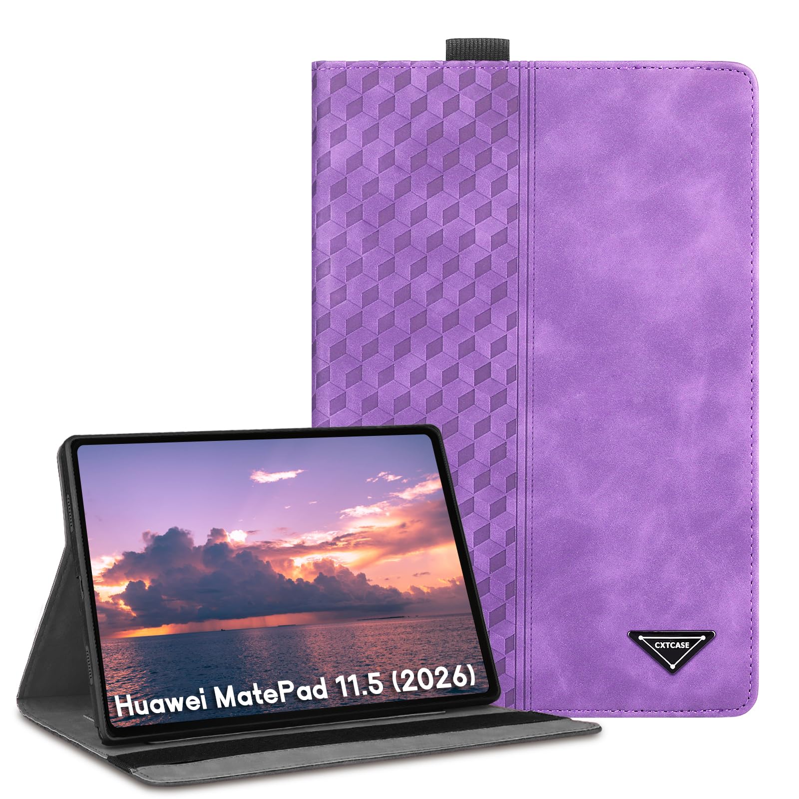 CXTCASE Hülle für Huawei MatePad 11.5 (2026), Multi-Winkel Folio Flip PU Lederhülle Smart Cover Case Schutzhülle für Huawei MatePad 11.5 (2026), Violett