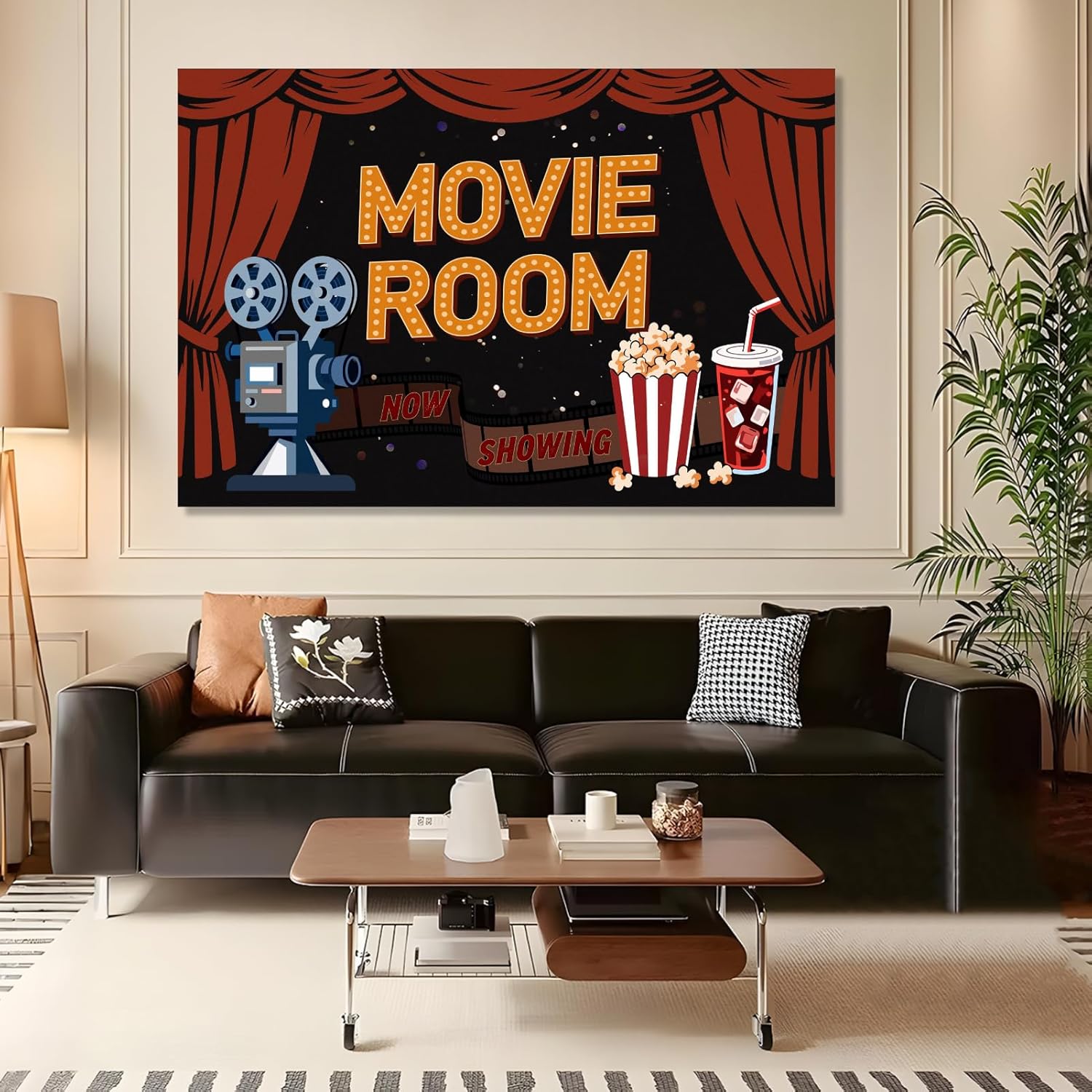 Movie Canvas Wall Art, Retro Movie Night Canvas Wall Art, Camera Picture Print, Home Theater Print Decor, Man Cave Painting, Living Room, Movies