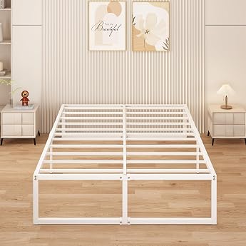 Yicensen Metallbett 160x200 cm mit Lattenrost Metall Doppelbett