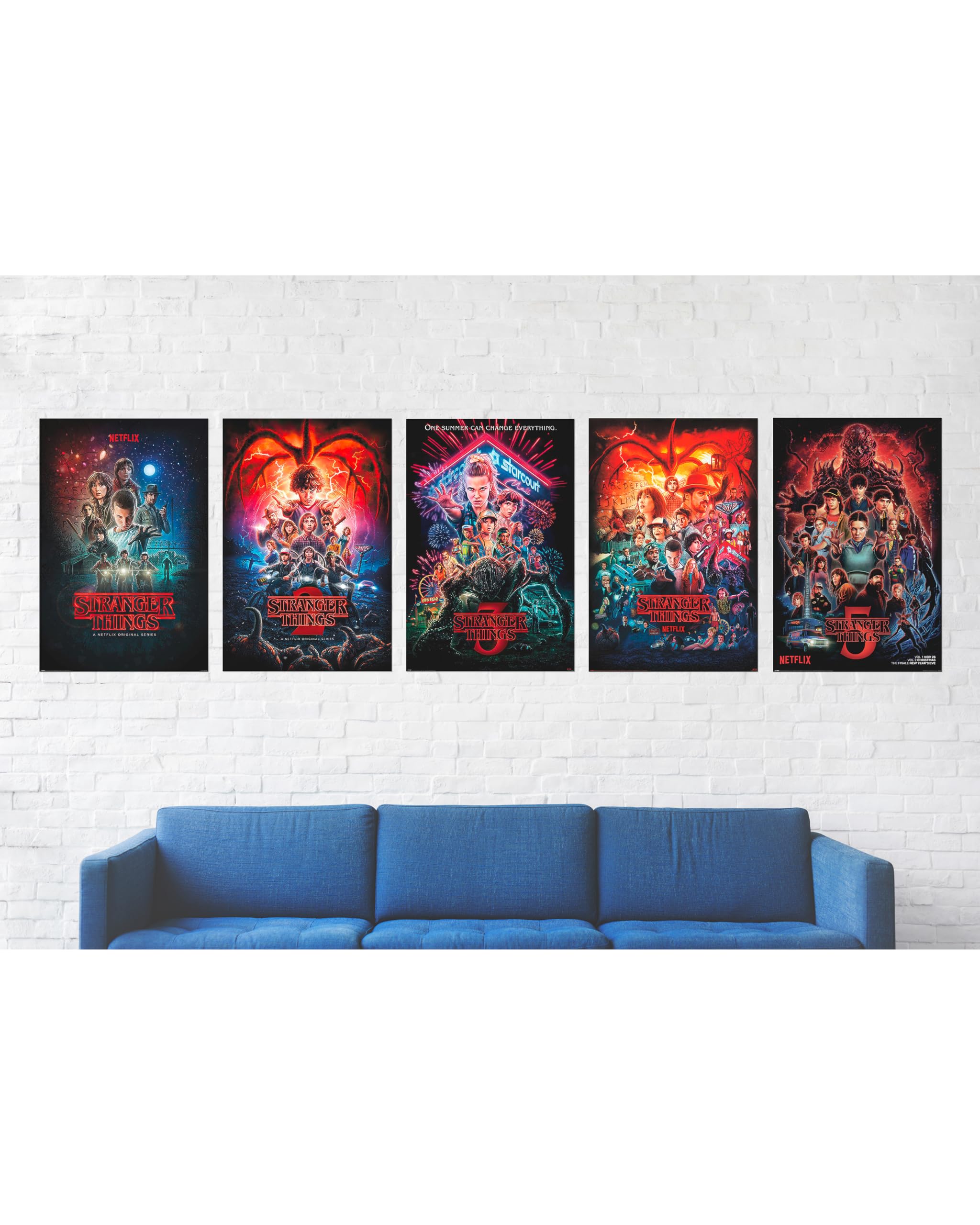 Pyramid International Stranger Things Poster Set 5er – Alle 5 Staffeln als Plakate | je 61 × 91,5 cm – Retro-Look für Nerd-Wall, Gaming-Room & Home-Cinema