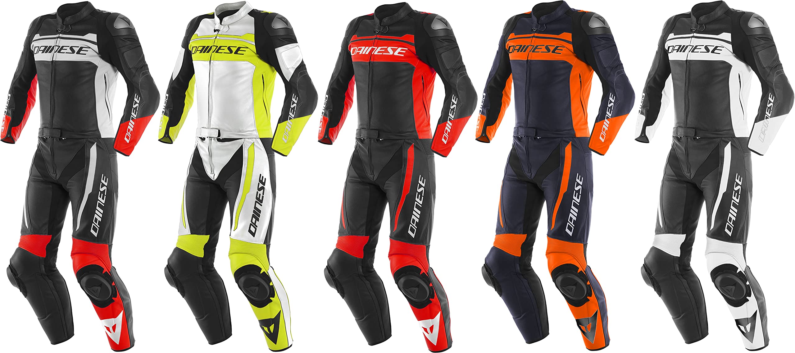 Dainese Mistel Mens 2-pc Leather Race Suit Matte Black/Fluo Red 60 EUR