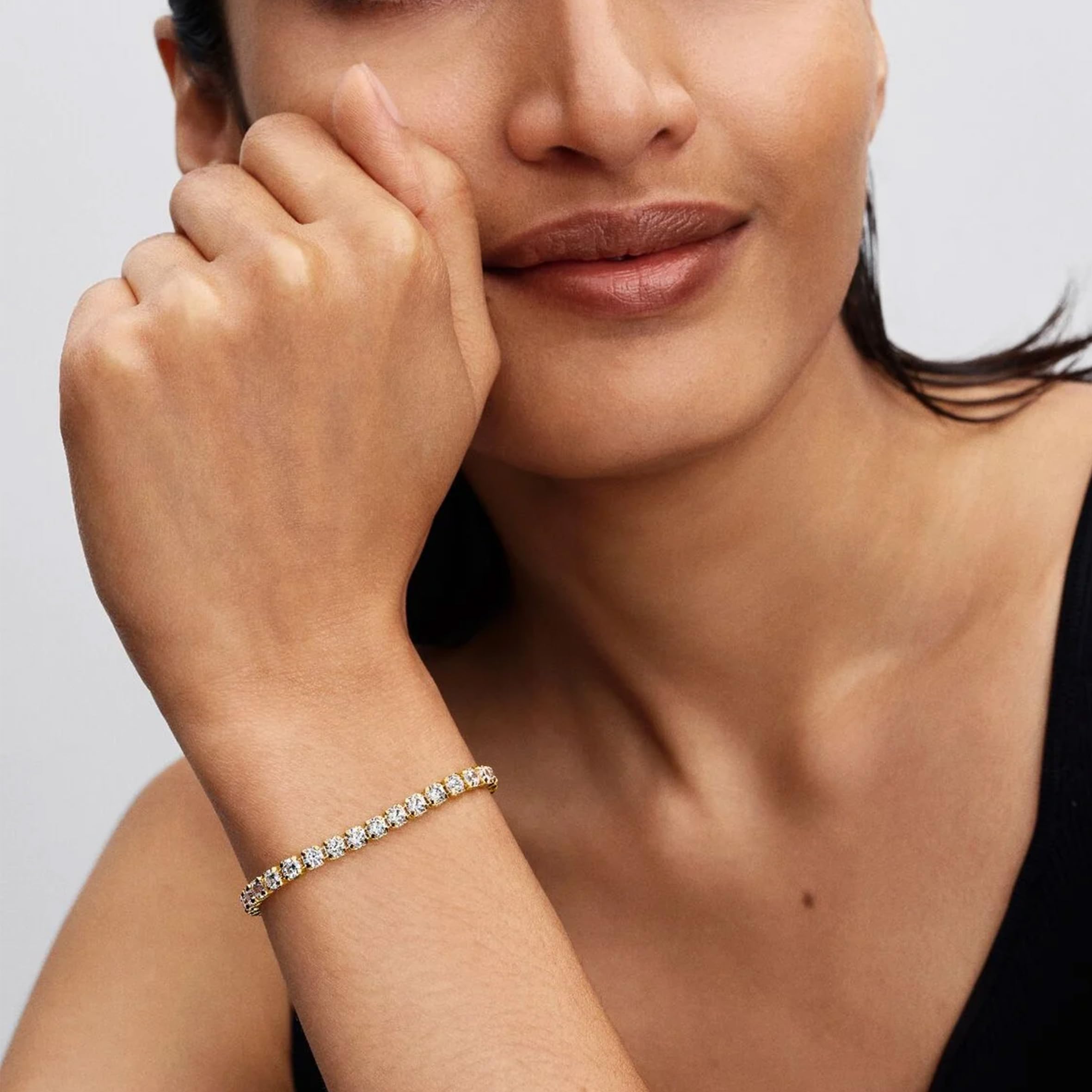 14k gold-plated tennis bracelet with clear cubic zirconia
