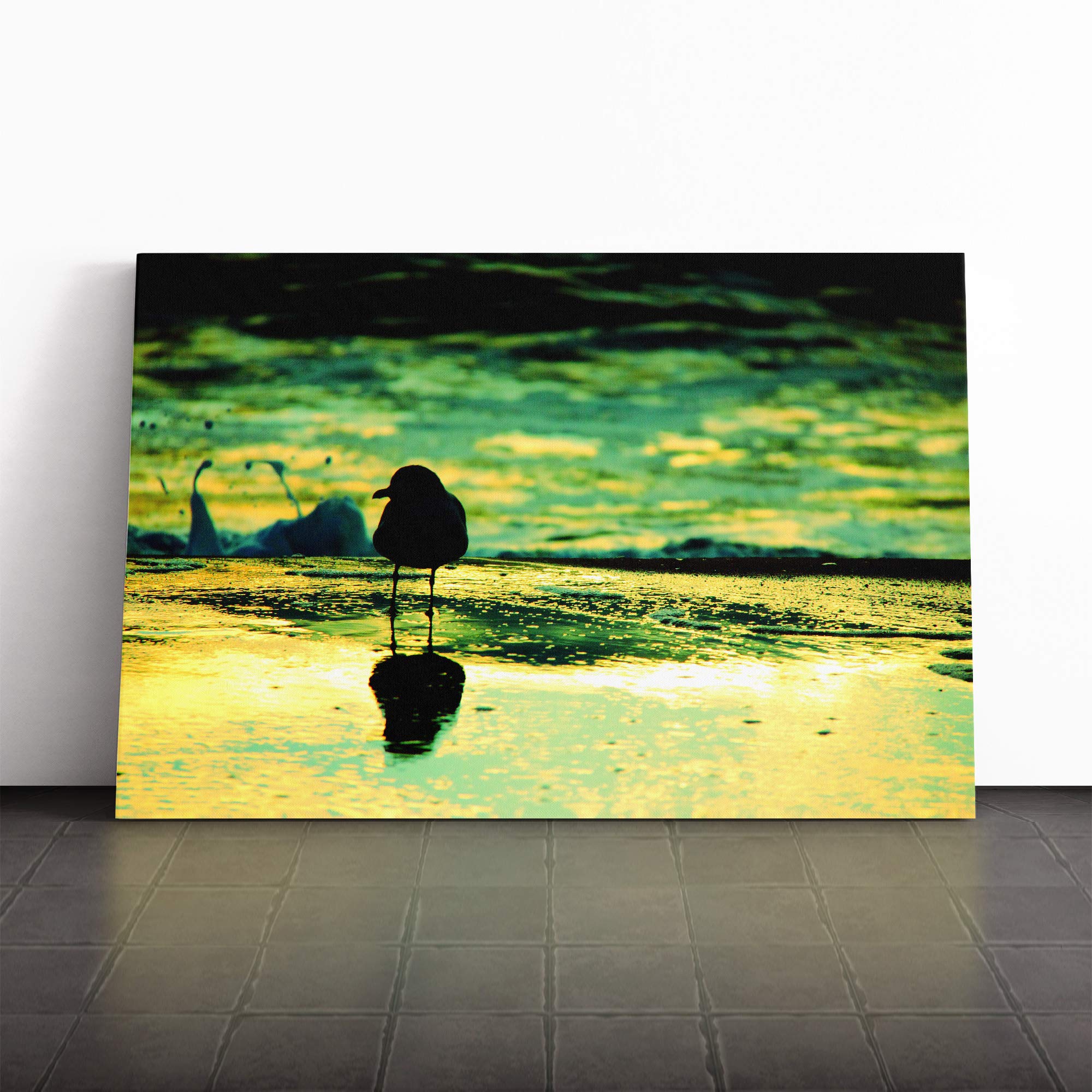 Seagull Bird Beach Canvas Print | Gallery Wrapped 30mm Frame Wall Art | 30x20 inches | Ready to Hang | Modern Animals Picture | Living Room Bedroom Lounge Office