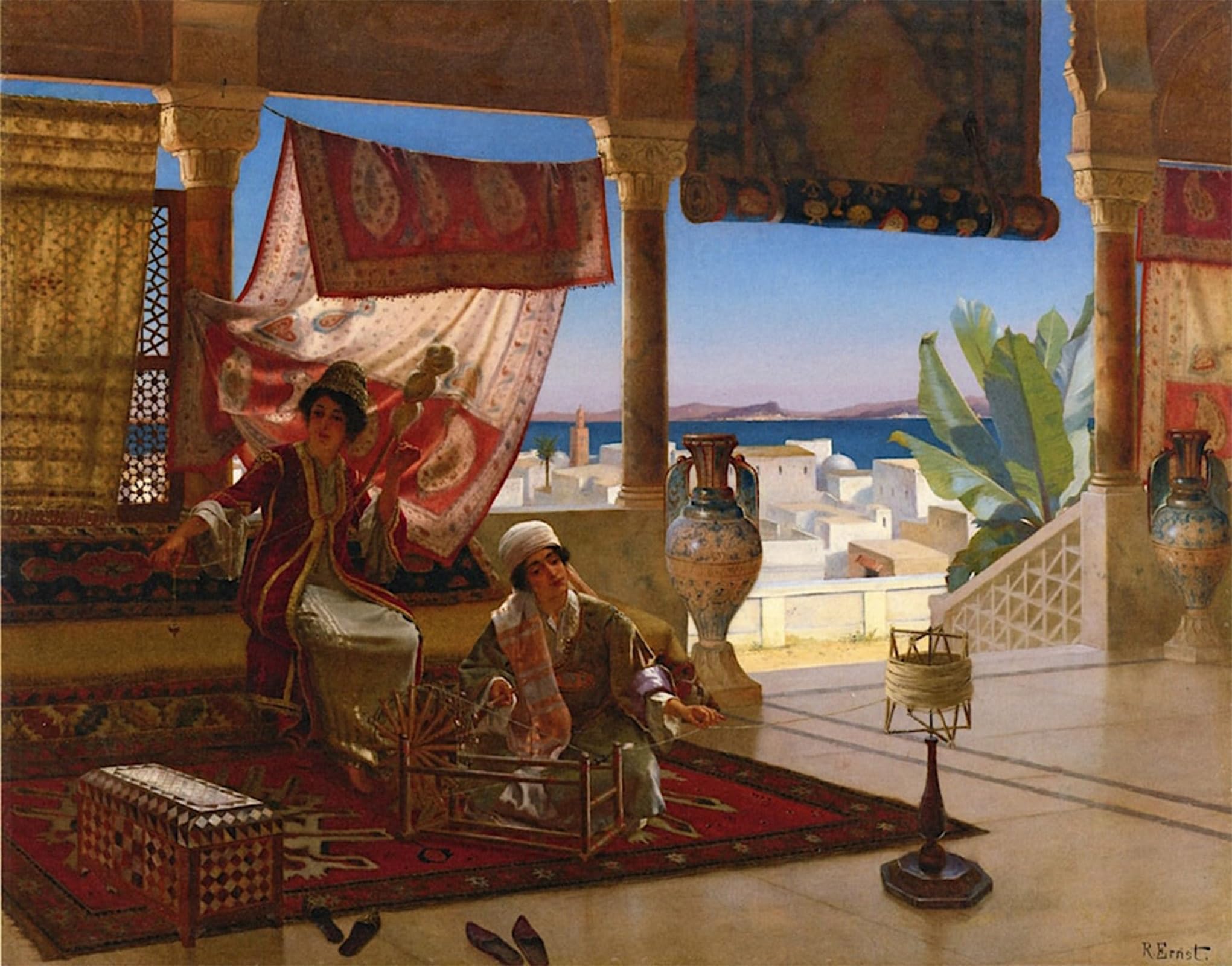 RZHRHJES Retro Picture Portrait Oil Painting Modern Wall Artwork i filatori di lana Rudolf Ernst Canvas Poster for Office Decor 60x90cm